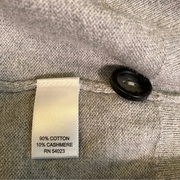 EUC Banana Republic Sweater Mens Large Cotton Cashmere 1/4 Button Pullover Gray - Picture 8 of 8